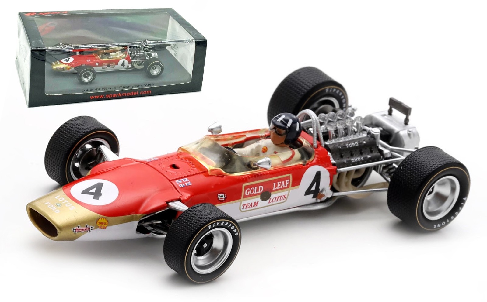 Spark S6388 Lotus 49 #4 Race of Champions 1968 - Graham Hill 1/43 Scale