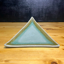 Vintage Studio ArtPottery Triangular Dish Turquoise Crackle Glaze Triangle Plate