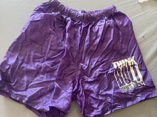 Vintage Kids Lightning Bolt Soccer Shorts Purple Size Small Made In USA
