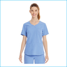 Scrubstar Women Core Essentials V-Neck Scrub Top Ceil Blue XL New
