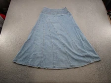 Vintage 90s Y2K Metro Style Stretch Modest Maxi Denim Skirt Size 10 Retro
