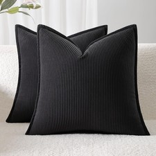 Corduroy Throw Pillow Covers 18x18 Set of 2   Boho Decorative Pillow Covers f...