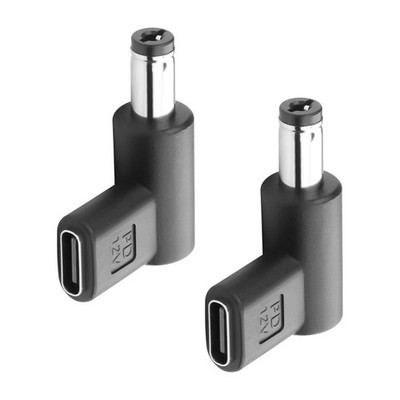 2PCS USB C Female to DC Male 5.5 x 2.1 mm Adapter 90 Degree Angled USB C to D...