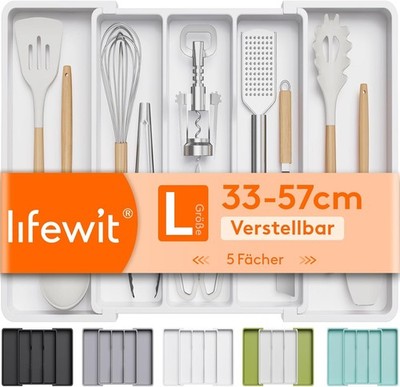 Schubladenmatte ausziehbar 57 cm weiß Schubladeneinlage Antirutsch Küche Schrank
