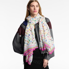 Louis Vuitton LV TM Monogram Multicolor Stole Scarf Murakami New Japan Limited