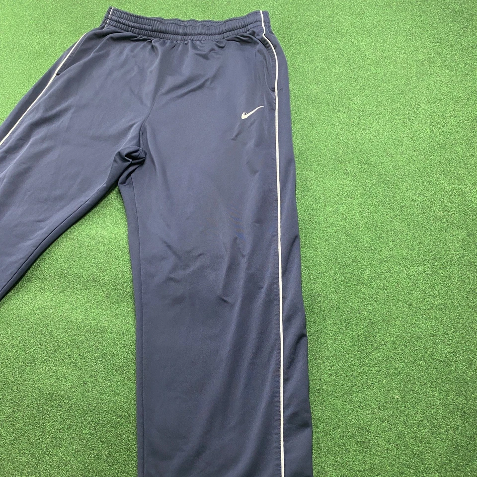 Vintage Nike Track Pants Mens 2XL Navy Blue Y2K Swoosh Baggy Wide Legs Bottoms - Image 2 of 4