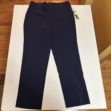 NWT JM Collection INTREPID BLUE Women's Studded Pull-On Tummy Control Pant, Lg
