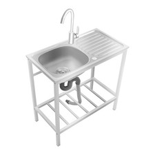 Portable Outdoor Utility Sink Stainless Steel with Adjustable Support Feet