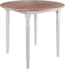 Sorella round Double Drop Leaf Dining Table, for Dining Room, 30", Natural & Whi