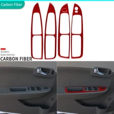 5Pcs Red Carbon Fiber Window Lift Switch Panel Frame For Chevrolet Malibu 08-12