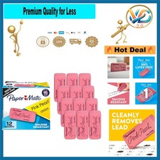 Pink Pearl Erasers 12 Pack Latex Free Smudge Resistant Classroom Supplies