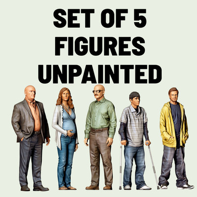 Figure Set Breaking Bad Resin 3d printed Unpainted 5 Figures Model RR Diorama