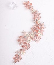 Vintage Wedding Flower and Leaf Hair Comb for Brides - Rhinestone, Pearl Hair...