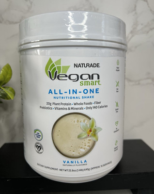 Naturade VeganSmart Vegan Shake Powder Vanilla 22.8 oz, 15 Servings Exp 09/27
