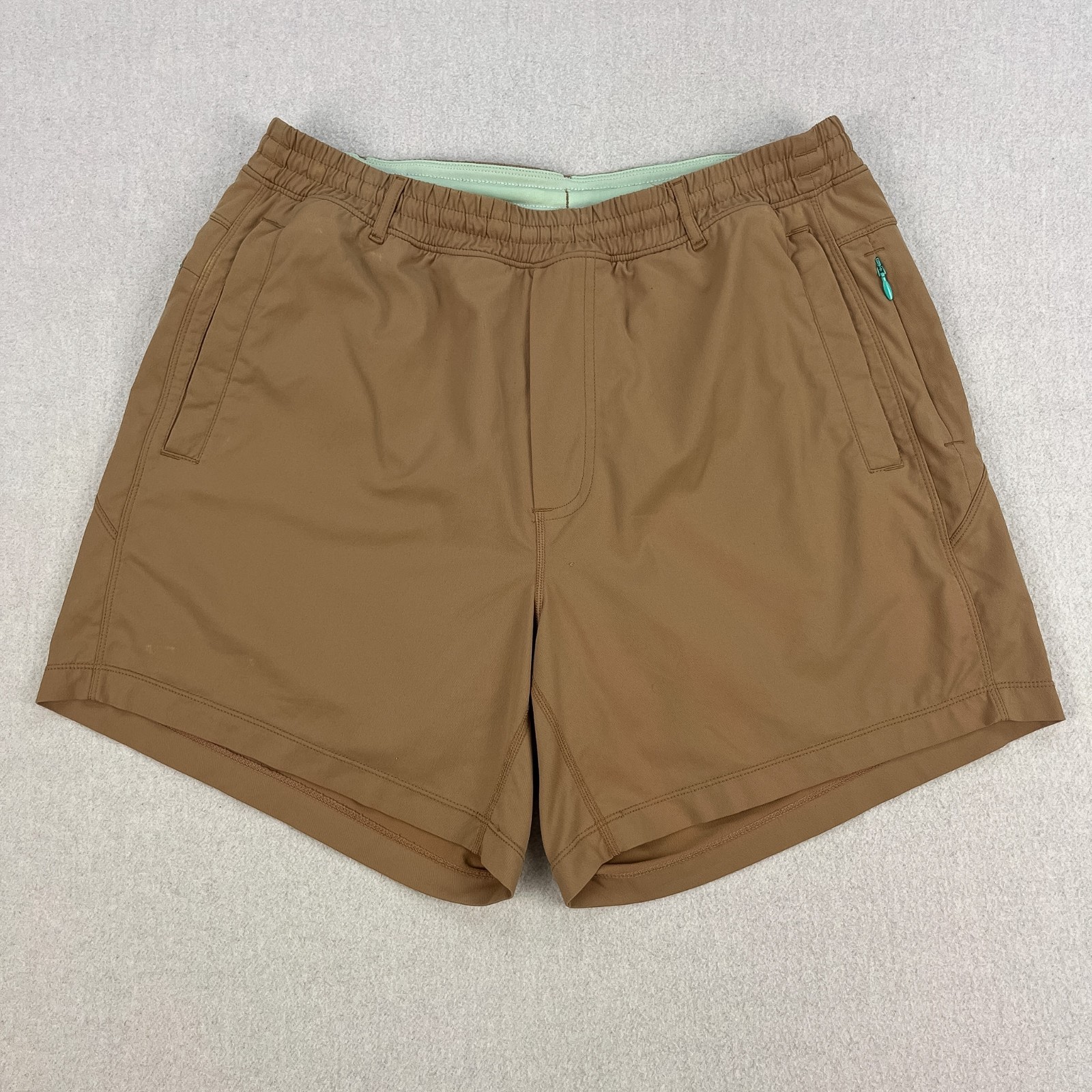 Pantalones Cortos Forrados Birddogs Para Hombre L Marrón 5.5" Entrepierna Elastizados Atléticos Chino Verde Azulado Forro