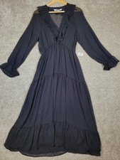 Zara Elegant Black Long Sleeve Ruffle Dress