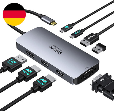 Docking Station 2 Monitor, USB C Hub 8 in 1 Laptop Dockingstation Displayport Ad