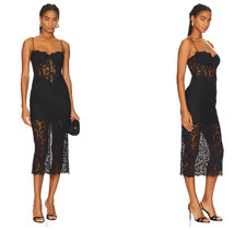 Bardot Corset Ruched Olina Corset Midi Dress black lace size 2 NWT $149msrp