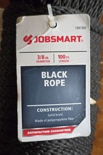 1 Pack - 3/8 Inch 100 ft Solid Braid Polypropylene Rope - Black - Never Opened