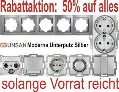 Gunsan Visage Silber Steckdosen, Aus + Wechselschalter, Dimmer, Multimedia