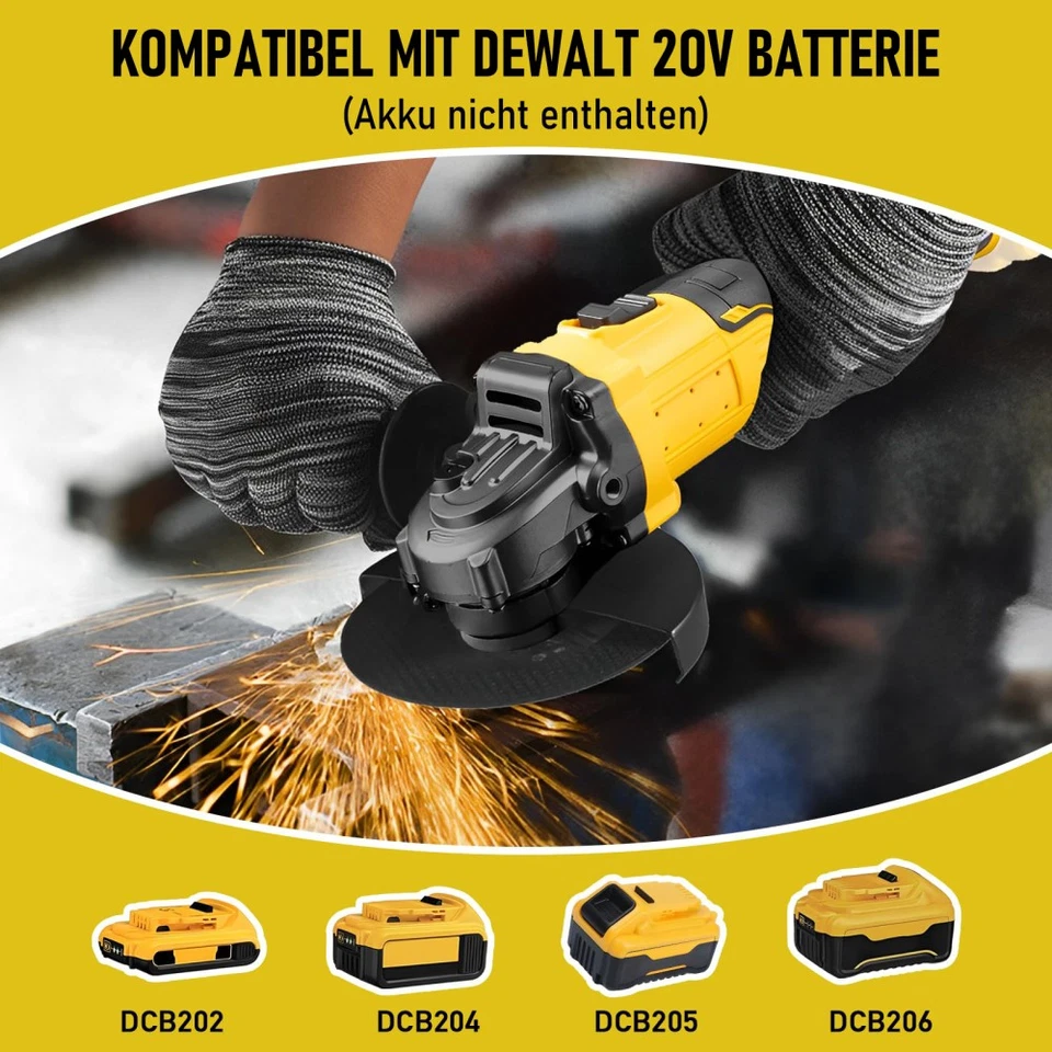 Akku Winkelschleifer Bürstenlos Polieren Schleifmaschine für Dewalt 18V-20V Akku - Bild 3 von 4