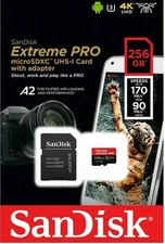 SANDISK EXTREME PRO 256GB MICRO SD MICROSDXC CLASS 10 V30 A2 UHS-IU3 MEMORY CARD