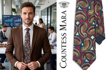 Countess Mara Neck Tie 100% Silk Mens Abstract Designs Multicolor Made in USA