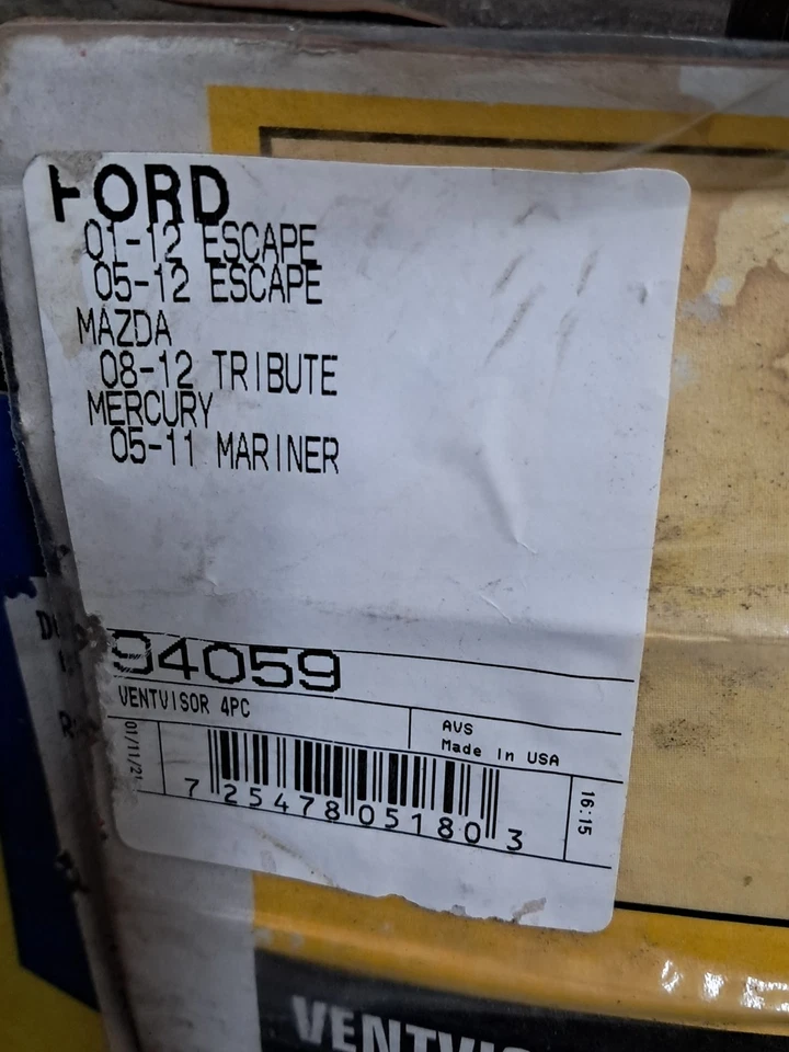 05-12 Ford Escape Mercury Mariner AVS 94059 Protector de lluvia Ventana Ventilación Viseras Foto 2 de 2