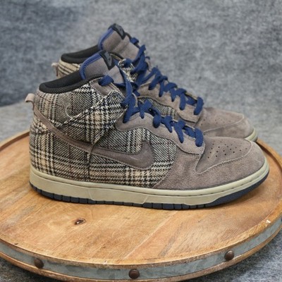 Nike Dunk High Premium Tweed Pack 2007 Men Size 9 US Brown Plaid Shoe 306968-003