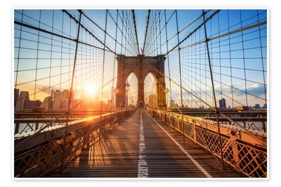 Poster Brooklyn Bridge in New York bei Sonnenaufgang - Jan Christopher Becke