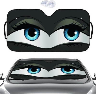 Foldable Car Windshield Sun Shade, Funny Big Eyes Car Windscreen Sun Shade