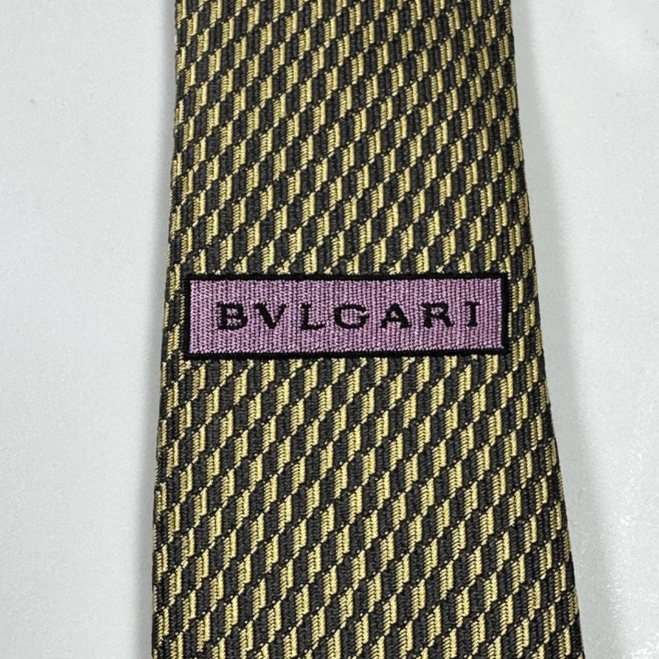 BVLGARI 100% шелк галстук мужской золото черный геометрический галстук Италии дизайнер роскошь - Изображение 4 из 4