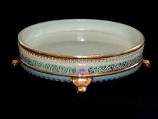 Antique Northwood Custard Glass Tray Condiment Cruet Holder Chrysanthemum Sprig