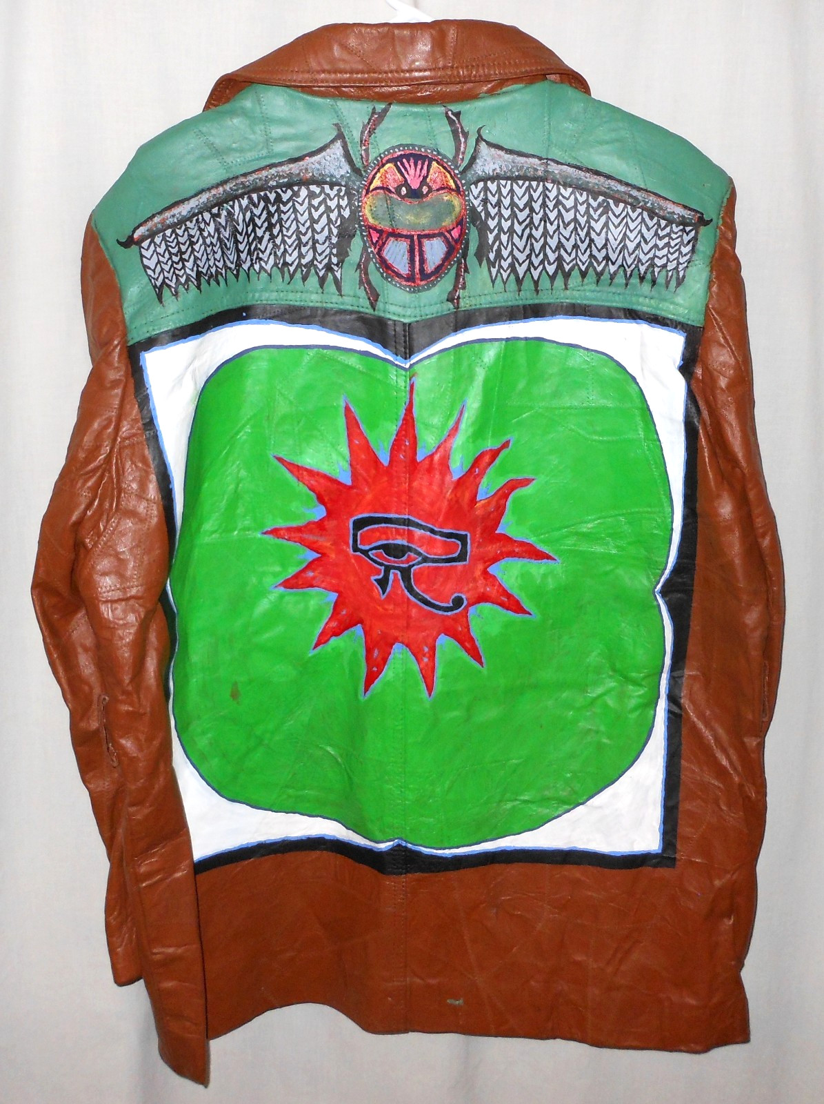70's Leather Jacket Patchwork Men's Large - image 1