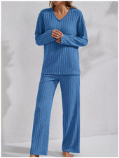 2 Pc. Women's Soft  Comfy Fall Winter Lounge Outfit, Long Sleeves Top  Pants