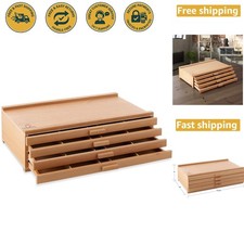 4-Drawer Wooden Artist Storage Box Beechwood Organizer for Art Supplies