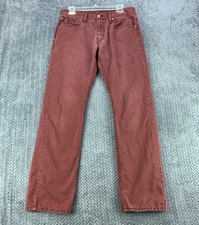 Levi's Pants Men's 38x30 Maroon Red 514 Straight Slim Canvas Stretch Faded
