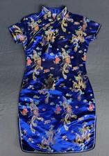 Women's Cheongsam Dress Short Sleeve Chinese Retro Style Dress Size M