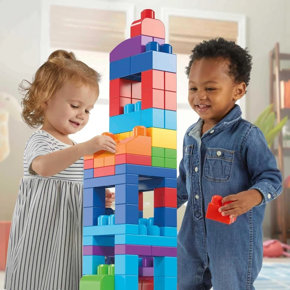 MEGA BLOKS First Builders Toddler Blocks Toys Set, Big Building Bag with 80 Piec - Image 3 of 4