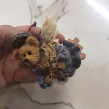 Boyds Bears Angel Ornament Holding PEACE Banner Christmas Resin
