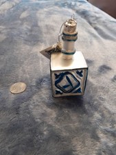 Kurt Adler Noble Gems White and Blue Jewish Dreidel Glass Hanukkah Ornament NEW