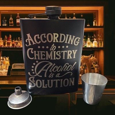 Stainless Steel 8 Oz Flask With Shot Glass And Funnel Funny Laser Engraved !!! 