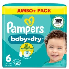 Pampers Baby-Dry Size 6, 62 Nappies 13kg-18kg Jumbo+ Pack Fee P&P