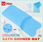 100x40cm Bath Shower Mat Extra Large Anti Non Slip Rubber Sucker Bathtub Blue AU