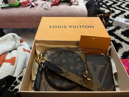 Authentic Louis Vuitton Monogram Trio Pouchette M68756