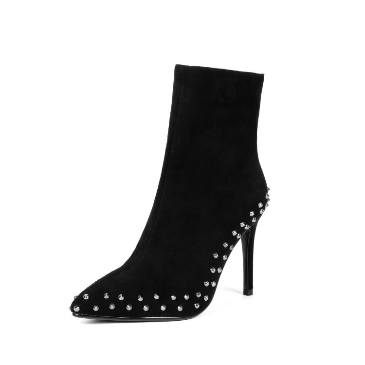 Fashion Women's Pointy Pointy Pointy Toe Rivet Stilettos High Heels shoes Zip Suede Sexy shoes 96364d Fashion Women's Pointy Pointy Pointy Toe Rivet Stilettos High Heels shoes Zip Suede Sexy shoes 96364d