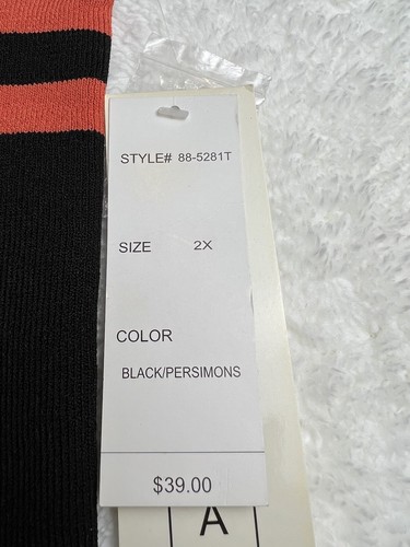 FINITY Woman Black with Orange Stripes Sleeveless Knit Tank Top Size 2X - Picture 8 of 8