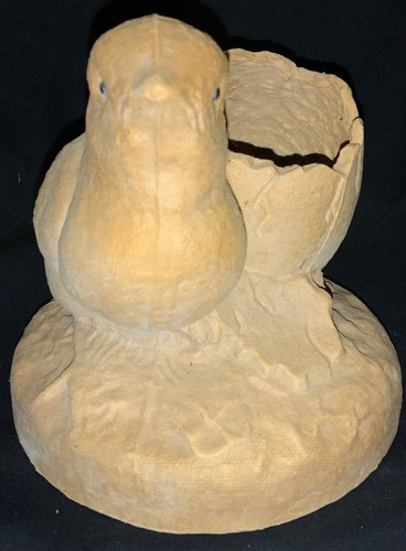 CONTENEDOR DE PAPEL MACHÉ PULPA DE PASCUA DE COLECCIÓN - ¡GRAN CRÍA DE POLLITO EN UNA BASE! - Imagen 7 de 9
