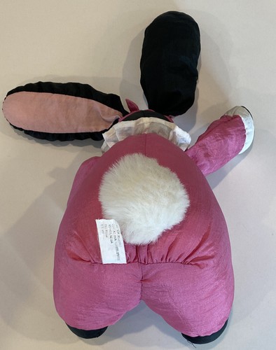 Nylon Black Easter Bunny Rabbit PLUSH Stuffed Animal Puffy Dept 56 Soft Toy Pink - Picture 6 of 7