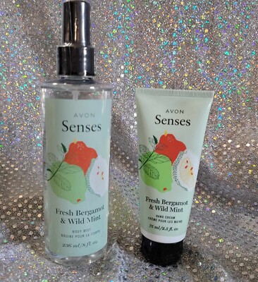 AVON Senses FRESH BERGAMOT & WILD MINT Body Spray & Hand Cream  ~ SHIPS NEXT DAY